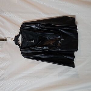 Ashley Stewart  Faux Leather Peplum Top sz 18/20 Black  NWT